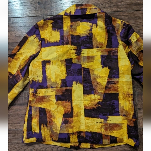 Coldwater Creek Shacket Womens Size 12 Purple & Gold Textured 3/4 Sleeves Button - Picture 12 of 16